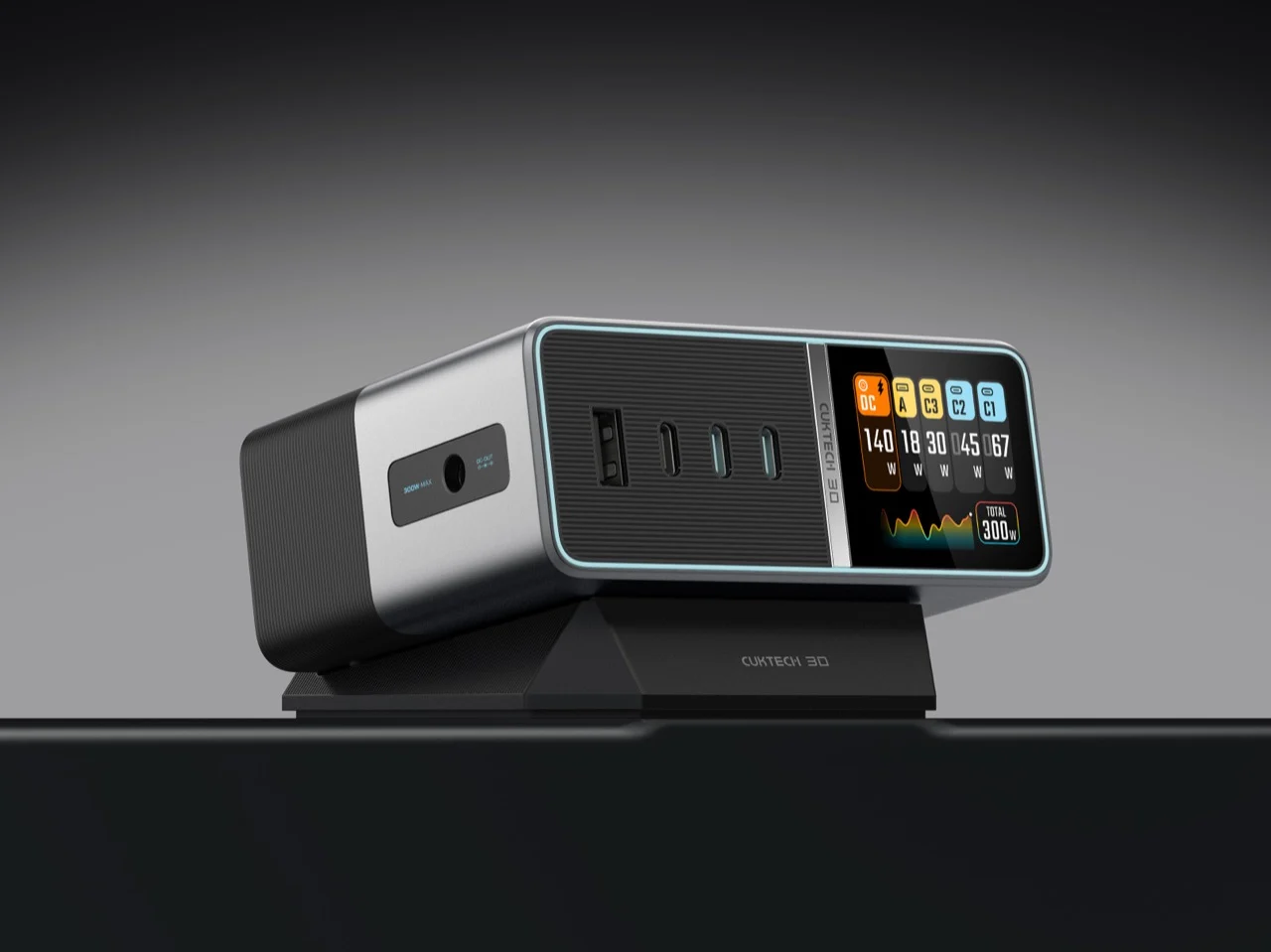 CUKTECH luncurkan desktop charger 300W dengan lima port dan layar IPS