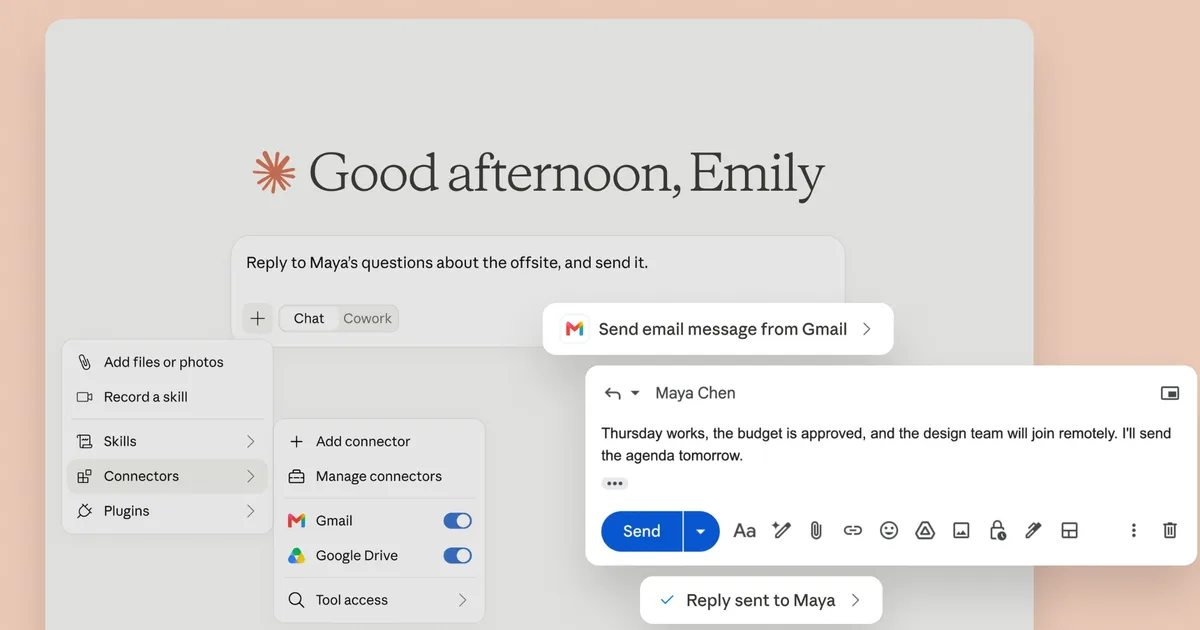 Fitur baru Claude kini bisa mengirim dan membalas email Gmail secara otomatis