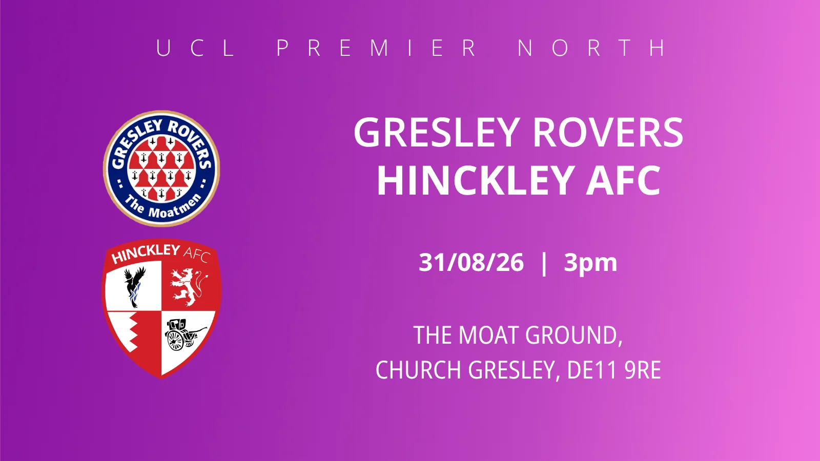 Hinckley AFC siap menghadapi Gresley Rovers dalam lanjutan UCL North di The Moat Ground