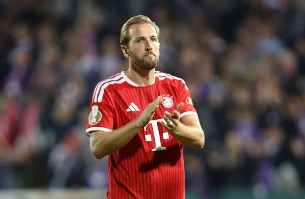 Harry Kane merayakan gol untuk Bayern Munich saat melawan Osnabrueck di DFB Pokal