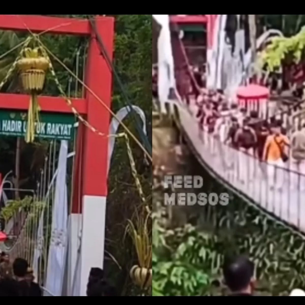 Jembatan Gantung Pongpet Pangandaran ambruk saat peresmian oleh bupati