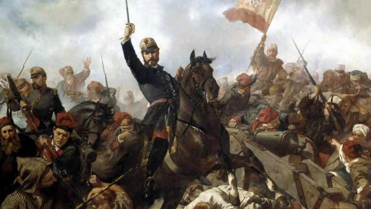 Jenderal Juan Prim memimpin pasukan Spanyol dalam Pertempuran Castillejos di Perang Afrika 1860