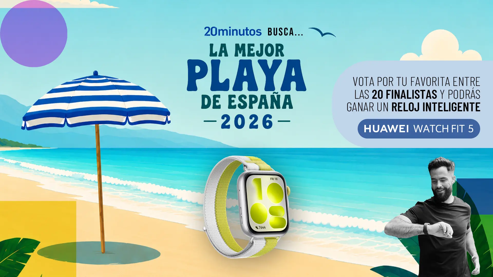 Pilih pantai terbaik Spanyol 2026 dan menangkan hadiah jam tangan pintar eksklusif