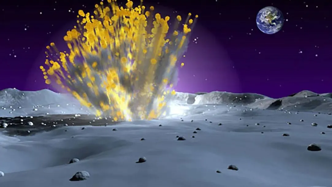 Ilustrasi satelit SMART-1 menabrak Bulan dalam misi uji coba ESA